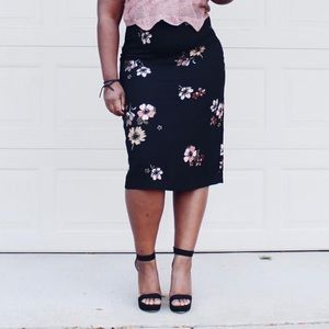 Who What Wear Floral Midi Skirt